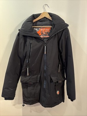 Superdry Mens Everest Mountain Parka Full Zip Button Utility Outdoor Coat Large