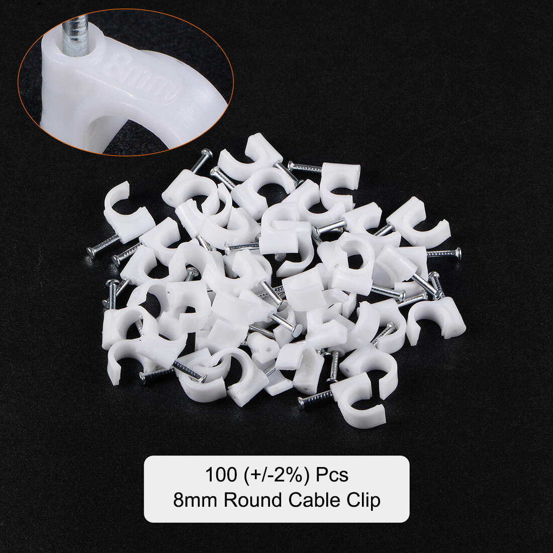 100PCS Round Cable Clips, 5MM Electrical Cable Wall Clip