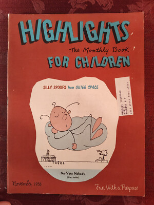 Rare HIGHLIGHTS Children's Magazine November 1956 Activities Puzzles!