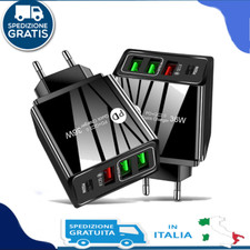 CARICABATTERIE SPINA UNIVERSALE 3 PORTE USB 36 W TELEFONO SMARTWATCH TABLET  PD