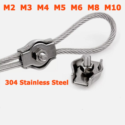 M2 M3 - M10 304 Stainless Steel Simplex Steel Wire Rope Cable Grips Clamp Clips