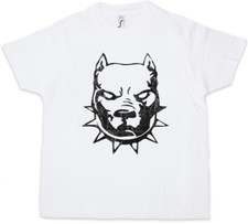PITBULL Maglietta Bambini Ragazzi Bad Dog Bullterier Combat Attack Chain Terrier Dawg
