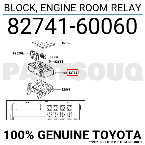 S.o 8274160060 Genuine Toyota BLOCK, ENGINE ROOM RELAY 82741