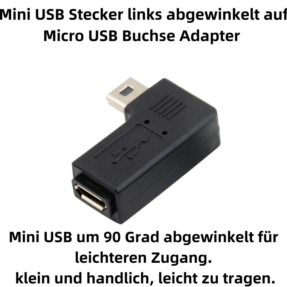 C51 Mini USB auf Micro USB Adapter Mini USB Stecker abgewinkelt Micro USB Buchse - Bild 2 von 4