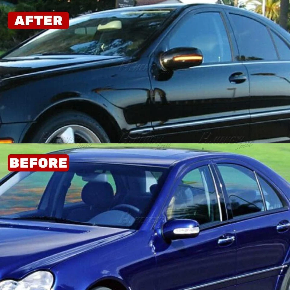 Прозрачный динамический светодиодный указатель поворота на зеркало для Mercedes W203 C-класса 2001-2007 годов выпуска - Изображение 2 из 4