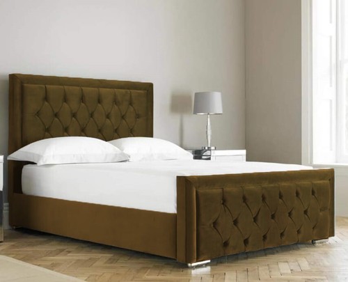 HILTON PLUSH VELVET BED FRAME 5 SIZES SINGLE - SUPER KING MATTRESS OPTION - Picture 27 of 42