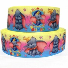 GROSGRAIN RIBBON 5/8", 7/8", 1.5" 3" Elephant Dumbo Printed -USA SELLER