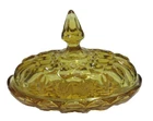 VTG MCM Anchor Hocking Fairfield Amber Oval Covered Glass Butter Dish