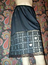 Vintage Chevette Hem Detail Black Nylon Tricot Lacy Half Slip S
