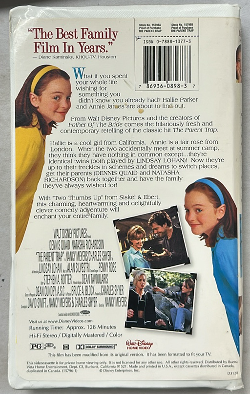The Parent Trap (VHS, 1998) (B129-16)