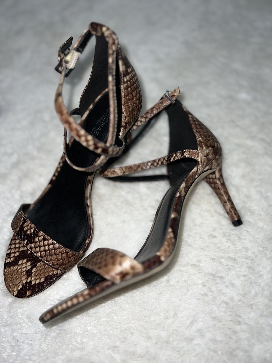 Michael Kors Jordyn Snake Embossed Faux Leather Sandals 6.5