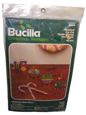 Vintage New Bucilla Christmas Heirloom Ornaments Kit 60615 Choo Choo Train Set