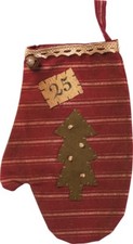 NEW Vintage Primitive Ornament-Woven "25" Patchwork Mitten Christmas/Tree/Glove