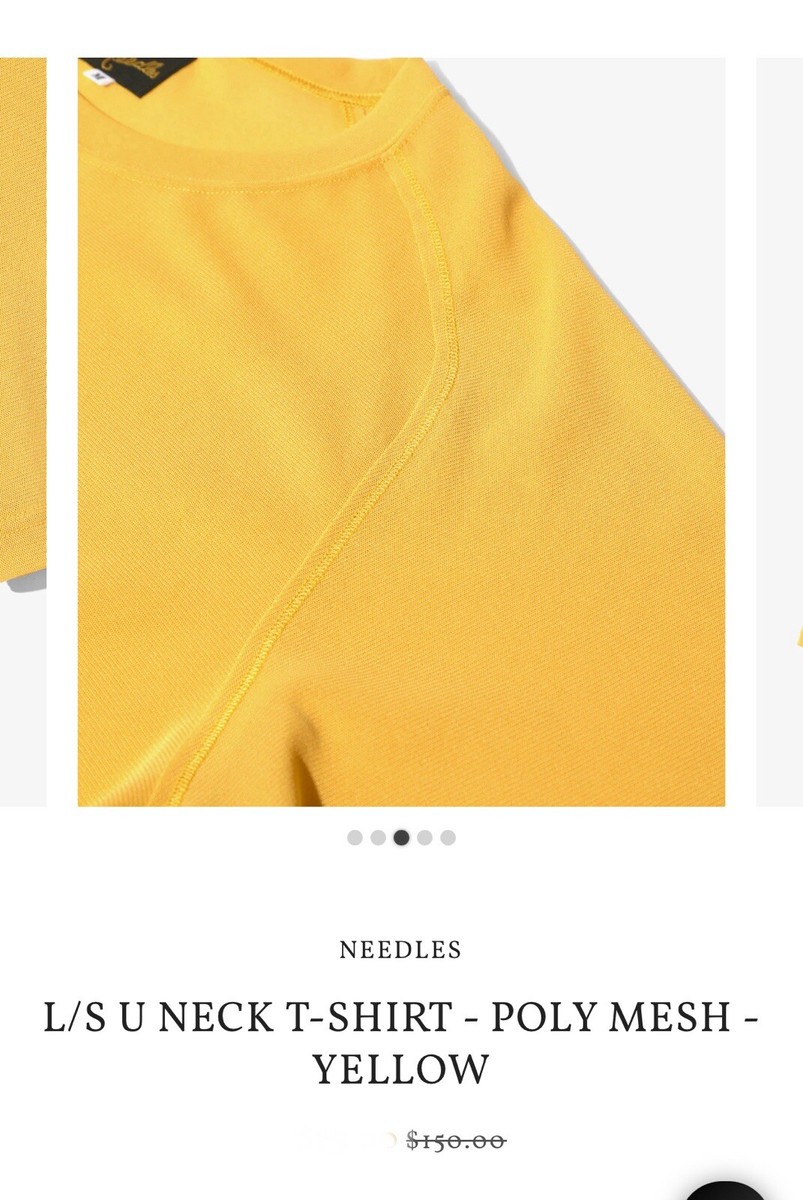 NWT 🌺 Needles Poly Mesh T-shirt Long Sleeve Yellow Size M $150