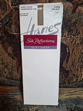 Hanes KNEE HIGHS Silk Reflections Natural Sheer 2 Pair one size New