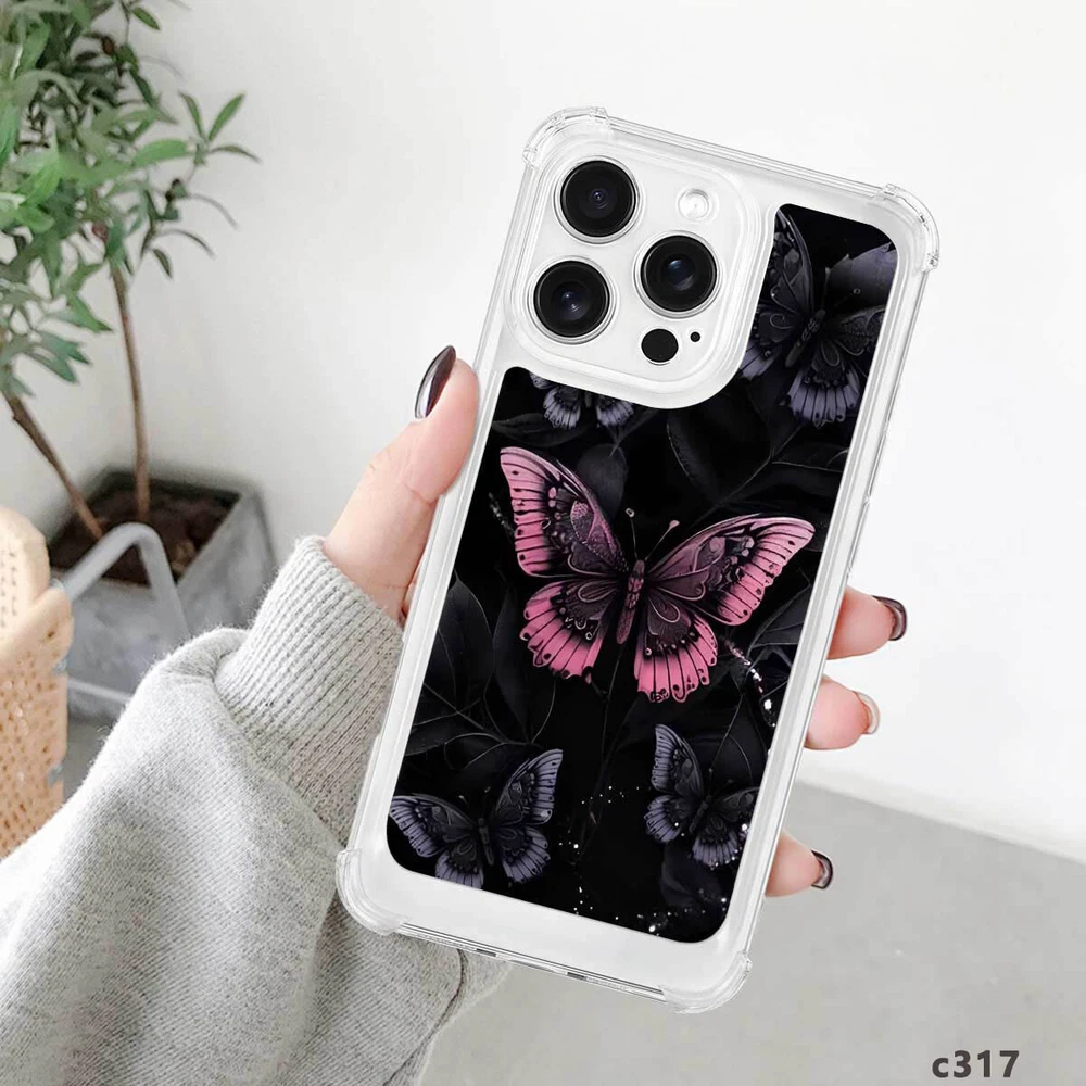 iPhone 14 Pro Max 15 16 Plus Samsung A56 A16 Butterfly TPU Case