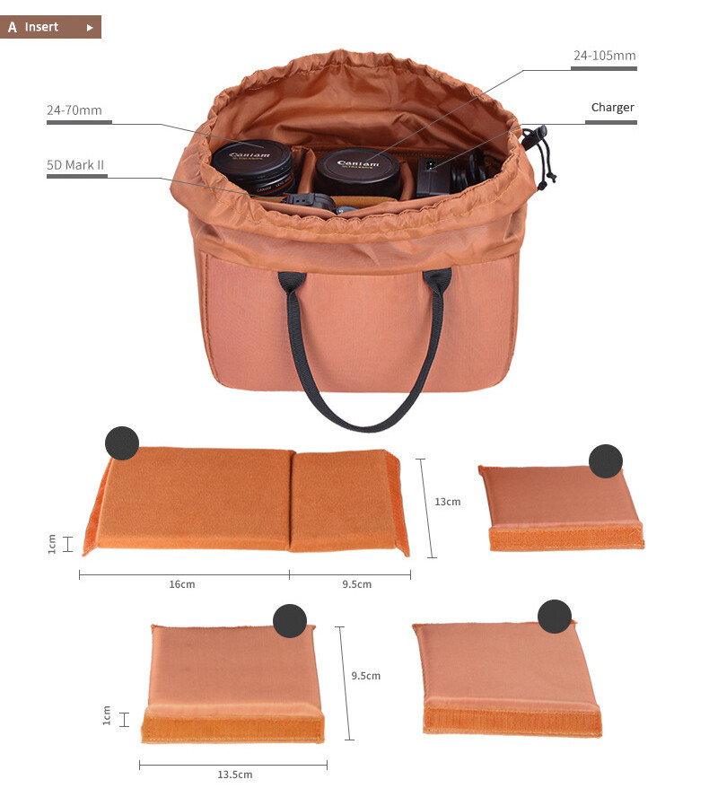 Divided Camera Case Camera Bag Insert Protect Case Cover Partition Dividers For Canon Nikon ...