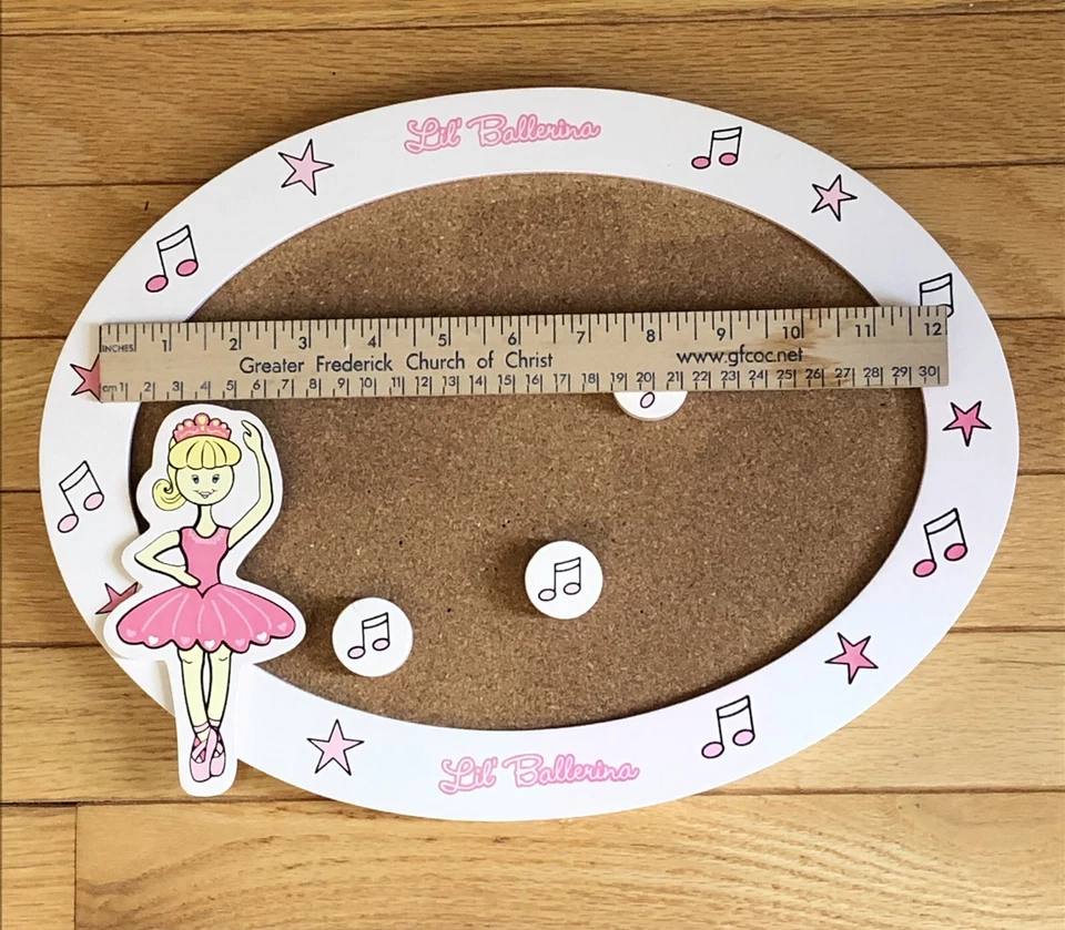 Ballerina Cork Board Back to School Memo Note Girls Wall Decor Music Dance Wood - Image 2 of 4