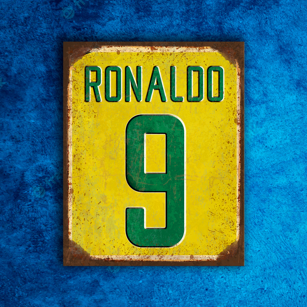 Metal sign Brazil 2002 vintage Brazil home shirt 2002 Brazil shirt 2002 Brazil