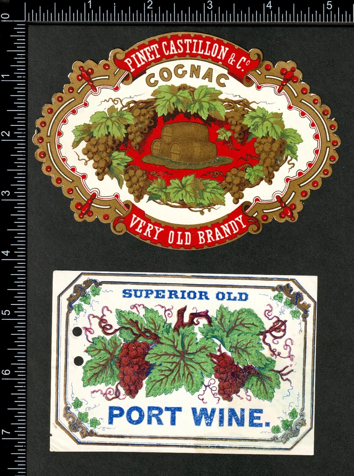 c 1876 Philadelphia Ketterlinus Wine Cognac 2x Label Cards Advertising Ephemera - Image 2 of 4