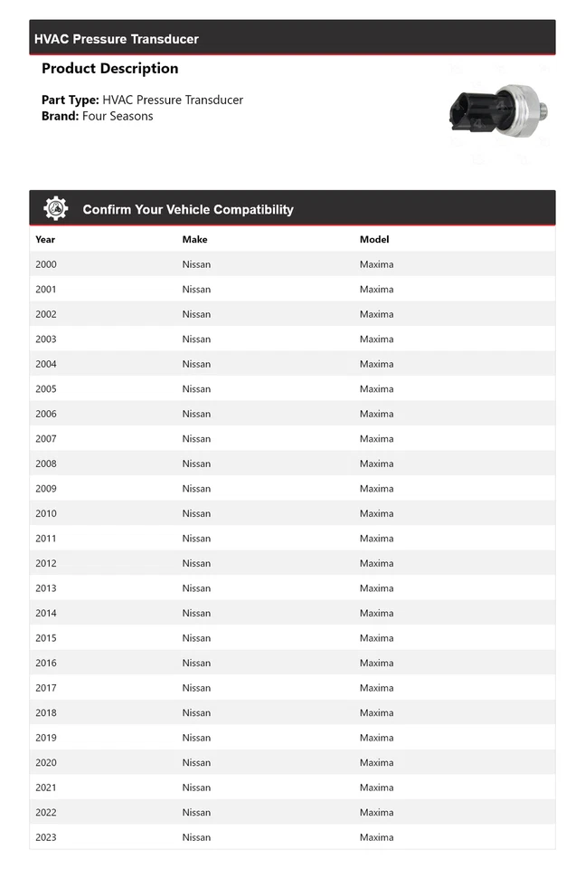 Transductor de presión de climatización Nissan Máxima 2000-2023 4 estaciones 2001 2002 2003 Foto 2 de 4