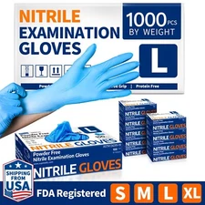 Blue Medical Nitrile Eaxm Gloves 3.5 Mil Powder Free Food-Safe Disposable Gloves
