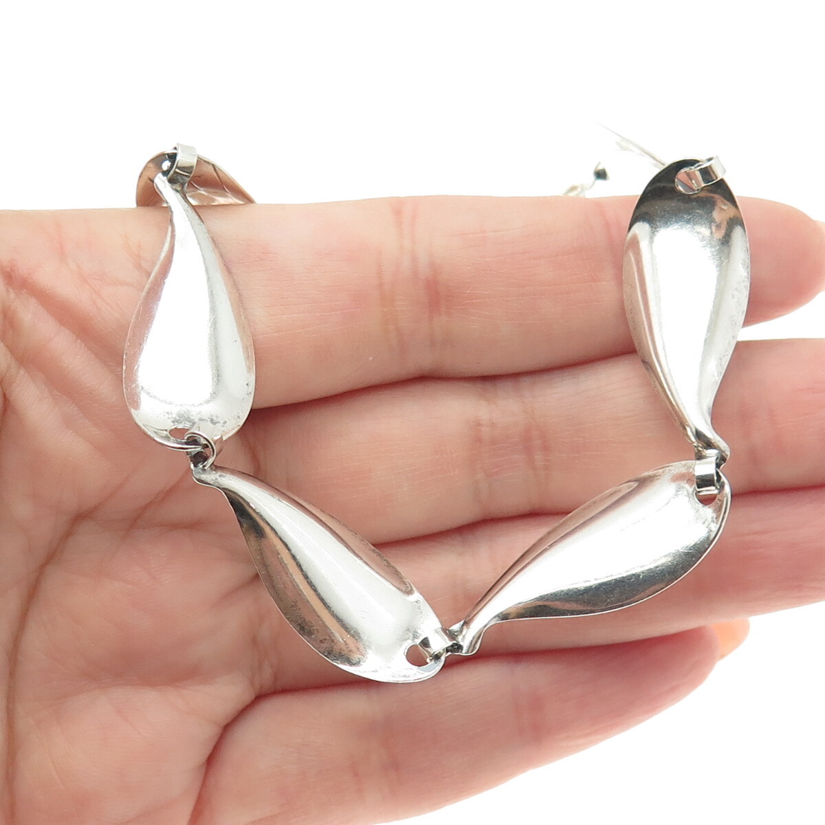 HERMANN SIERSBOL 925S Sterling Silver Vintage Denmark Petal Chain