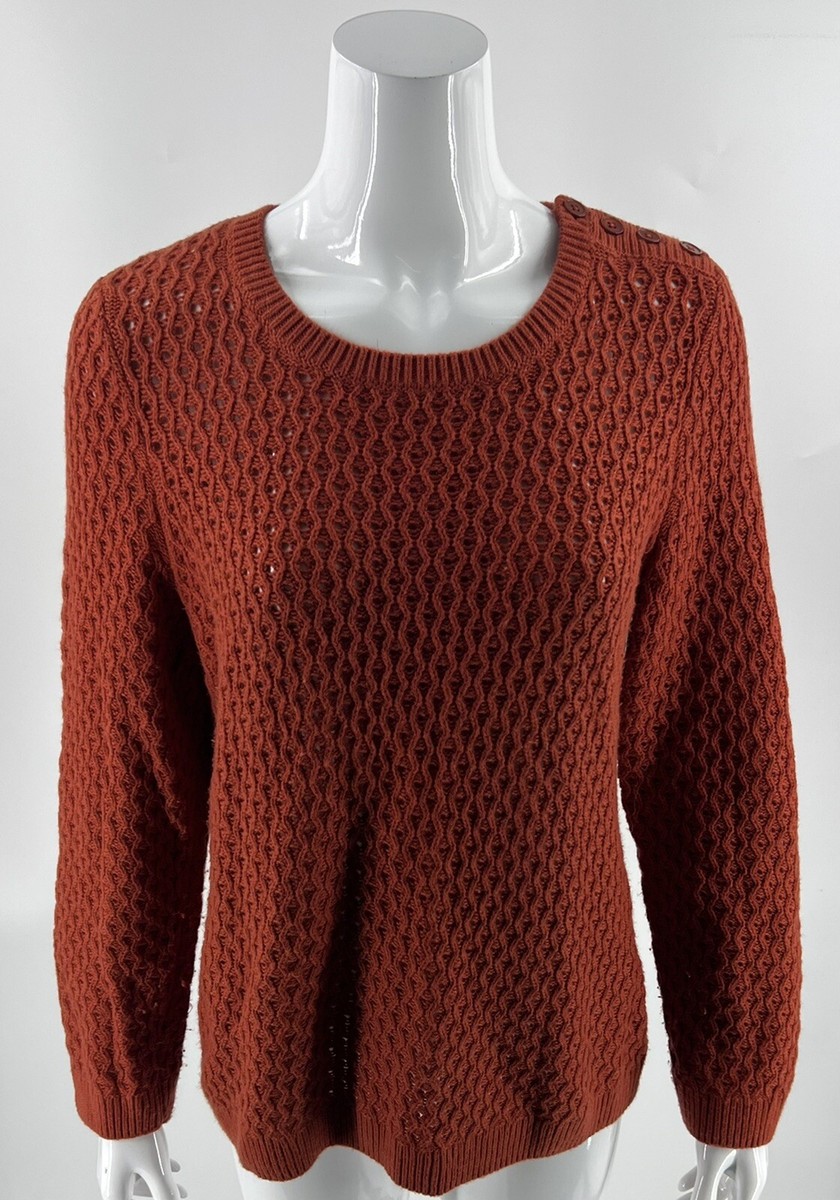 トップス Brick Knit Sweater BoTT XL Talbots Sweater So Large Brick Red Open Knit Pullover Wool