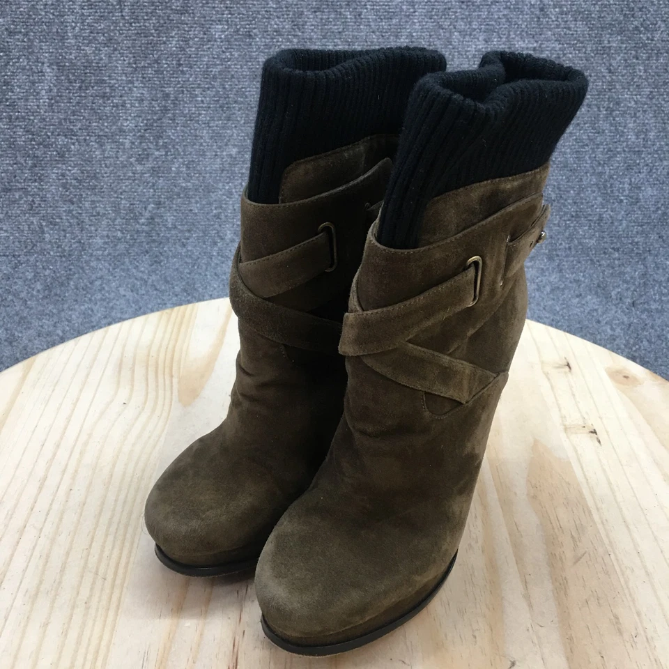 Joan & David Botas Mujer 6.5M Verde Beesley Botín Acanalado Puño Gamuza Foto 3 de 4