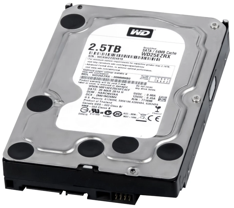 Festpllatte WD Caviar Green WD25EZRX 2.5TB 5400u/Min 64MB SATA III 3.5'' Inch - Image 3 of 4