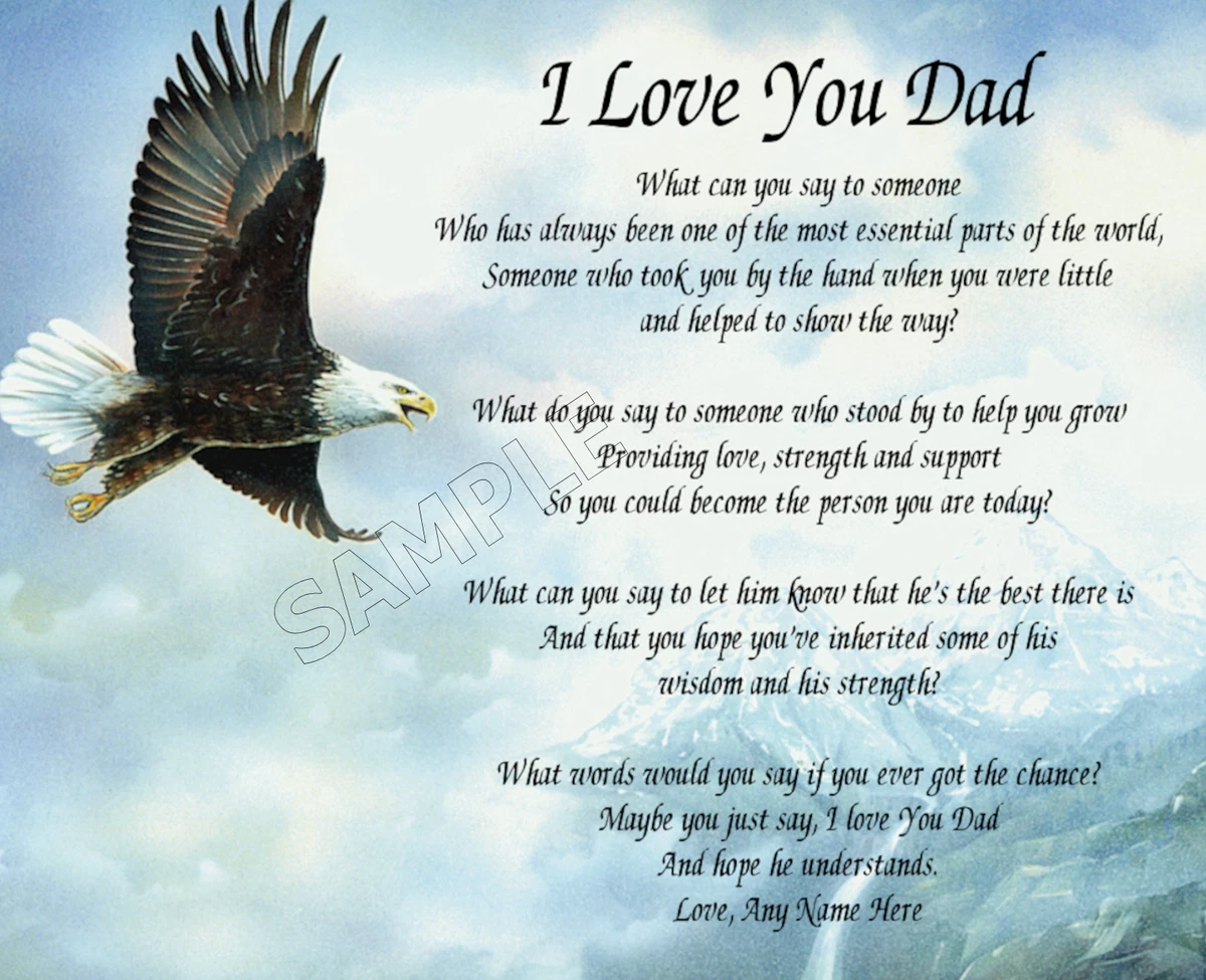 I LOVE YOU DAD PERSONALIZED ART POEM MEMORY BIRTHDAY FATHER'S DAY GIFT
