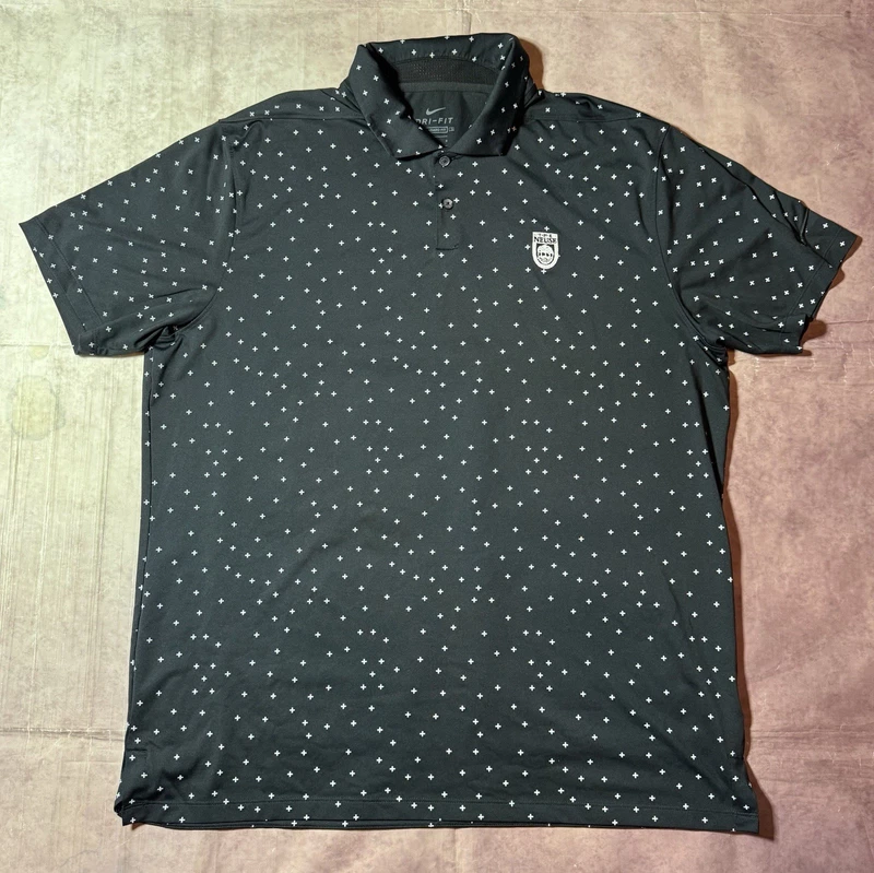 Men's Nike Dri-Fit Golf Polo The Neuse Golf Club Logo Geometric Pattern Sz Large
