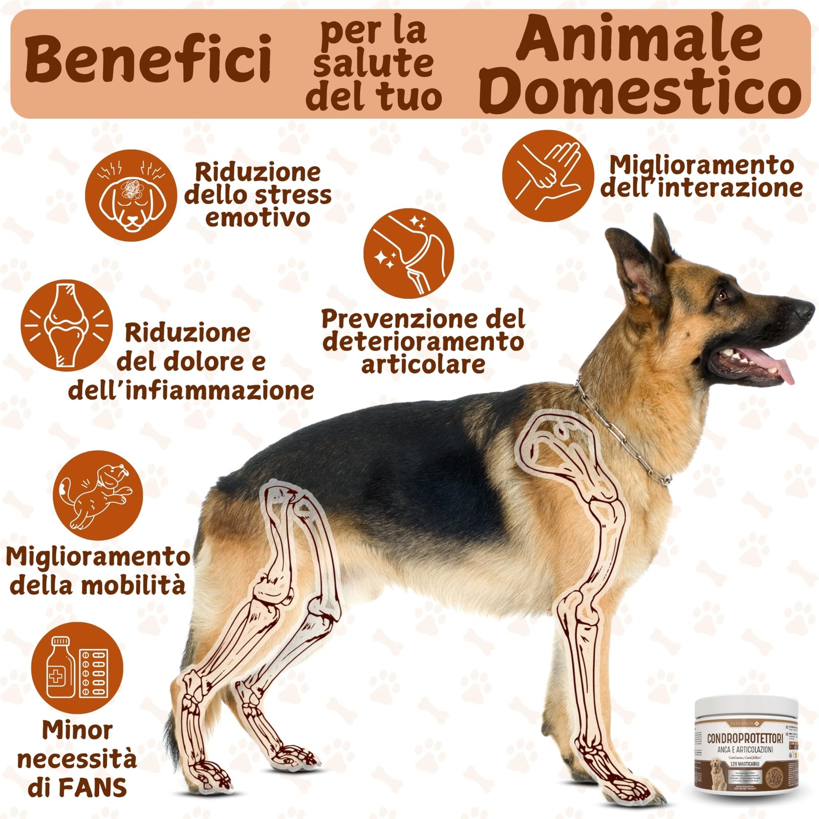 Integratore Articolazioni Cane PETSUPLUS Joint Care - Glucosamina e MSM - 2