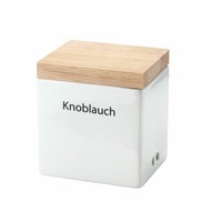 Continenta Vorratsdose Mit Holzdeckel, Vorratsbox, Keramik Weiß 14X12X15.5 Cm