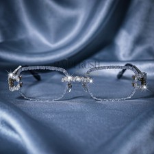 Moissanite Iced Out Rimless Sunglasses Men's Designer Hip Hop Silver Glasses GRA