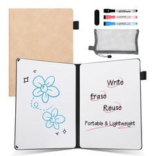 AGM Portable White Board Dry Erase Notebook, 8.4" x 6" Double Sided Folding W...