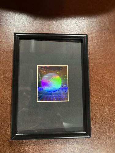 3D Earth with Grid Hologram Picture FRAMED, Collectible EMBOSSED Type Film