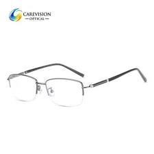 Business Men's Oversize Half Rim Metal Eyeglass Frame Optical Eyewear RX Able