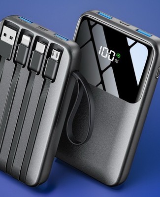15000mAh Portable Charger Power Bank Built-In Cables USB-C Light N Fast Charge