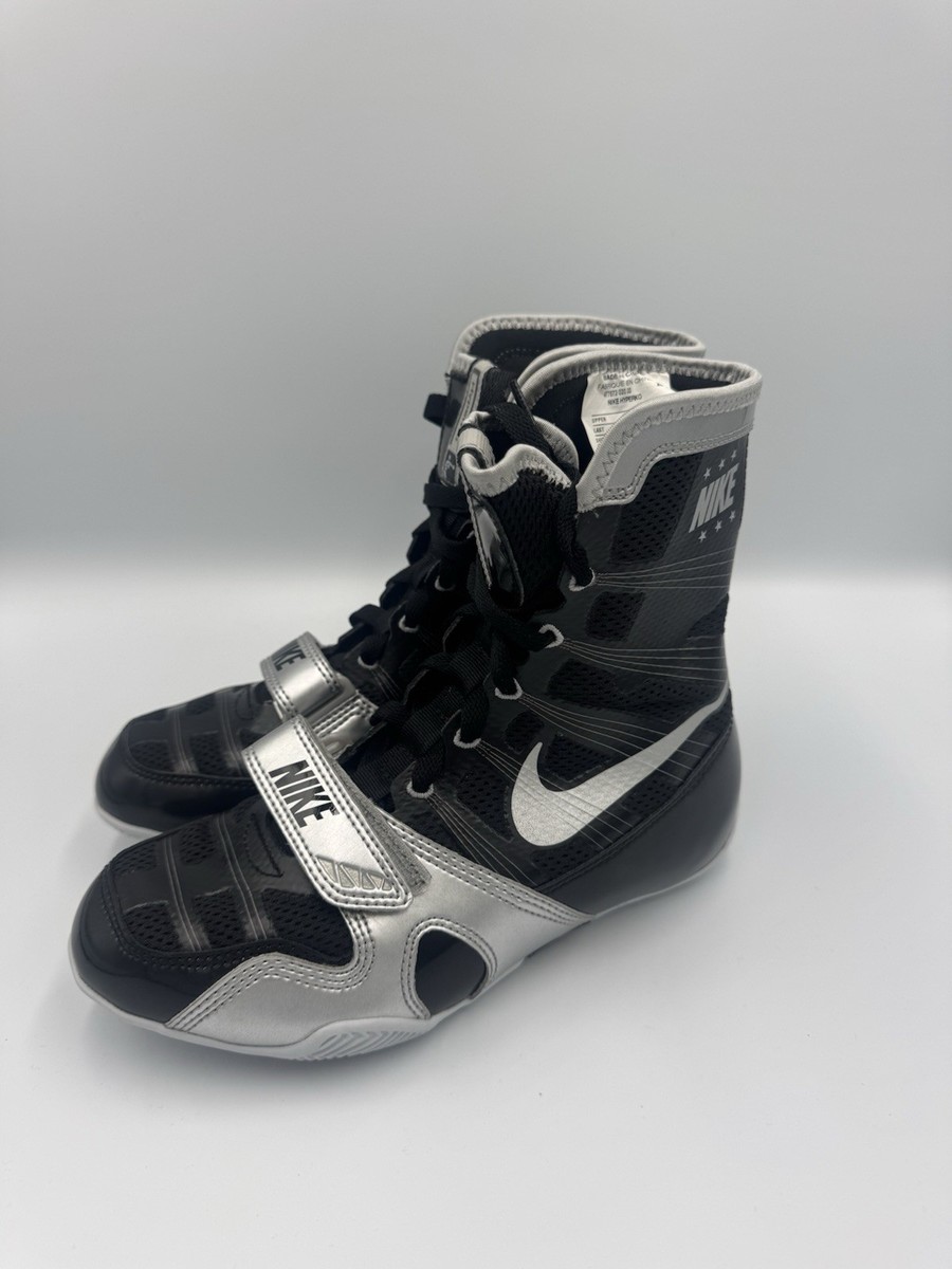 Nike Pacquiao HyperKO Black/Silver Boxing Boots Mens Size 4.5 /6W