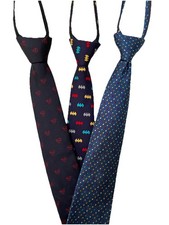 Lot 3 Boy s 100 Silk Ties DC Batman, DC Superman, Talbots Tie Zipper Pre-tied