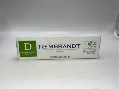 Rembrandt Toothpaste with Fluoride Deeply White + Peroxide 3.52 Oz Peppermint