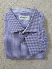 NWOT Robert Graham Houndstooth Long Sleeve Button Up Shirt, Lavender, Sz 18.5x47