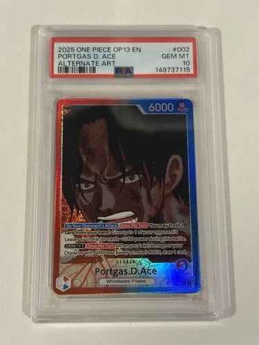 2025 One Piece Portgas D. Ace Leader Alt Art #OP13-002 PSA 10 GEM MINT