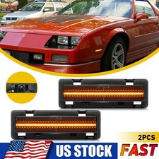 Fit Chevy Camaro 82-92 Front Amber LED Fender Bumper Side Marker Light Smoke GUS