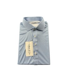 Collars  Co. Blue White Geometric Dress Collar Men  s Polo Shirt Size M NWT