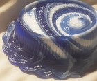 Mosser Hen On Nest, 6.5", Split Tail Cobalt Blue & White Marble Slag Glass Swirl — photo 8