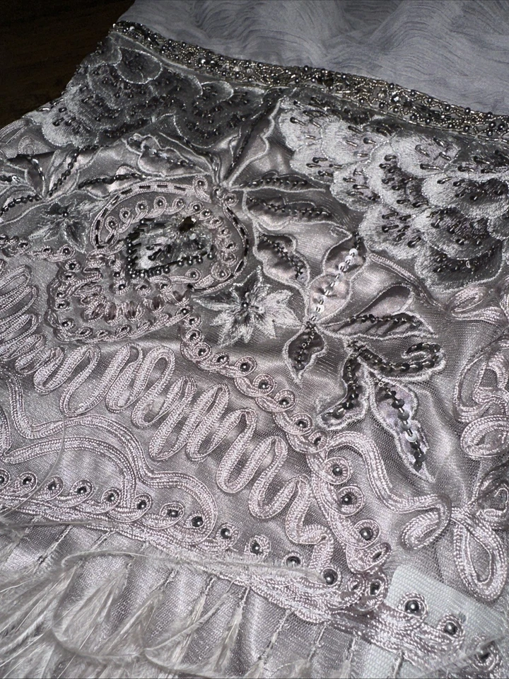 Sue Wong Cocktail Mini Dress Grey Beaded Strapless Formal Nordstrom Size 8 $699 - Image 3 of 4