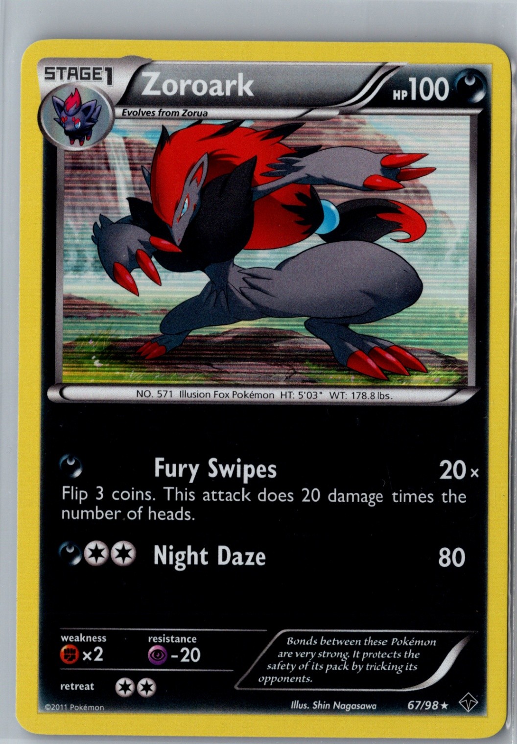 Zoroark Holo Rare Emerging Powers 67/98 LP