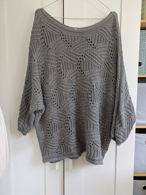 Damen Pulli Pullover Grau Maschen 3/4arm Gr.XL 